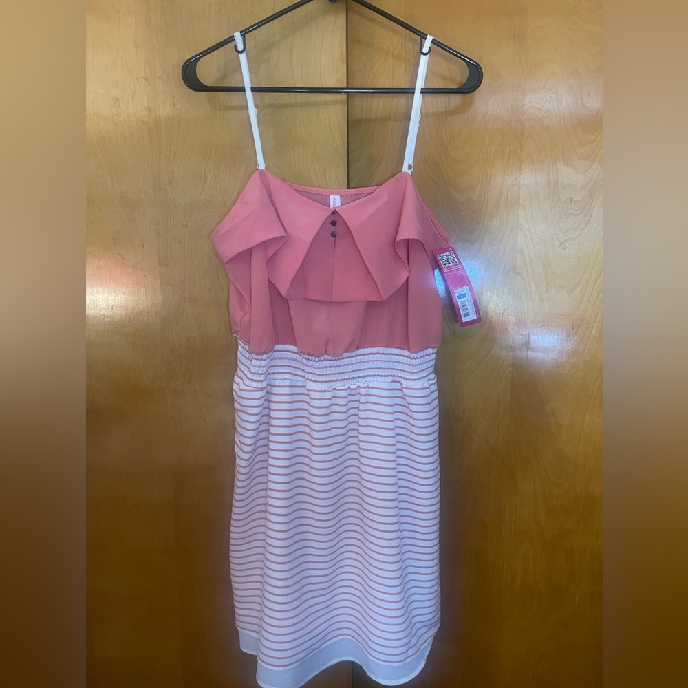 Xhilaration Coral/White striped dress